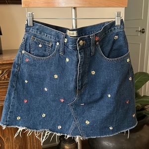 Madewell Floral Denim Mini Skirt
